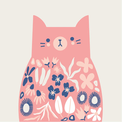 Floral Feline Mini Paint by Numbers (8"x8" / 20x20cm）