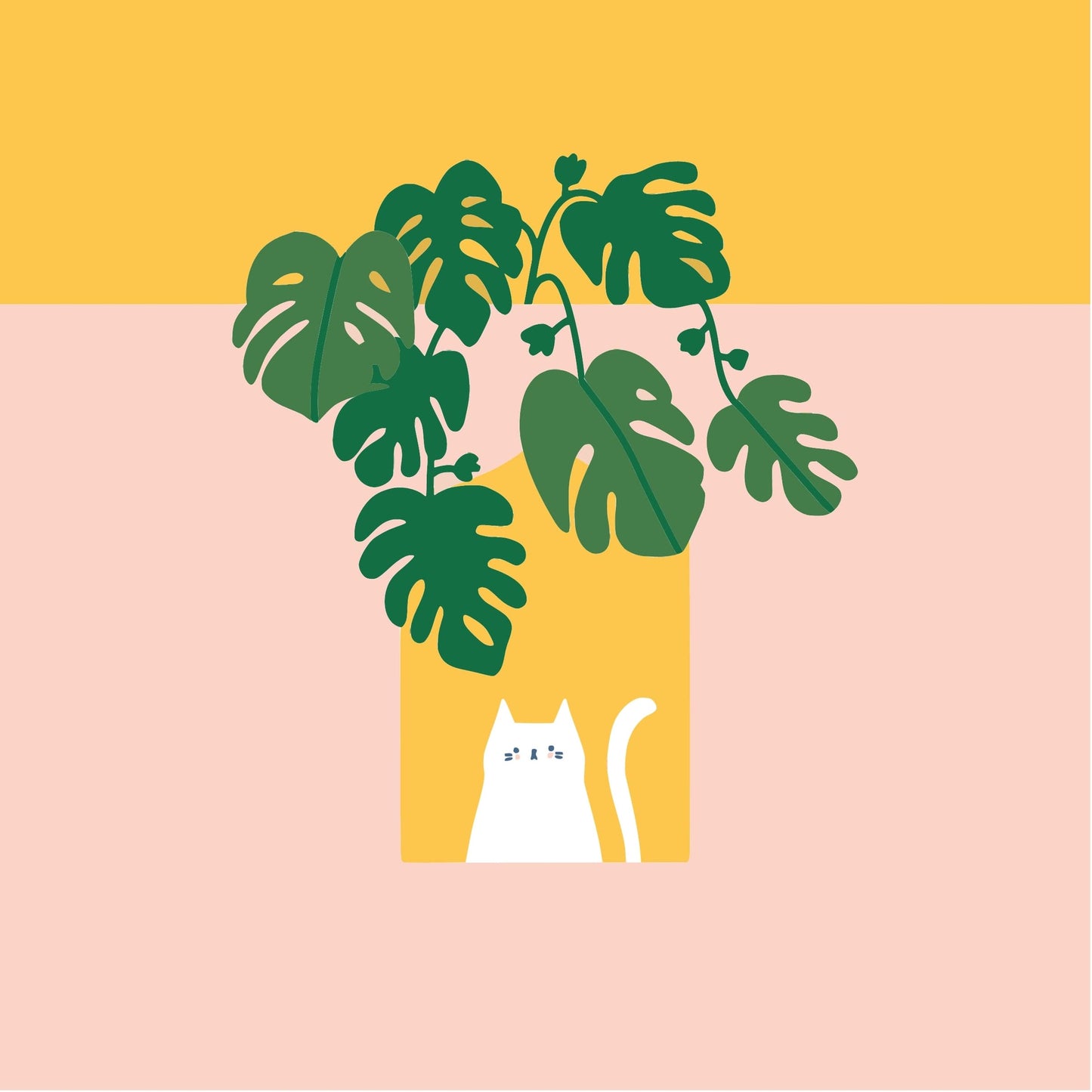 Monstera & Meow Mini Paint by Numbers (8"x8" / 20x20cm）