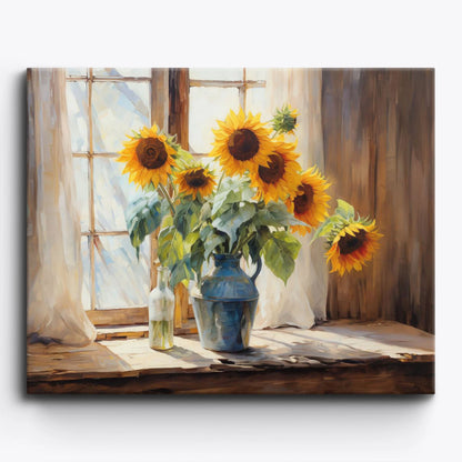 Sunflowers Window Light Paint by Numbers